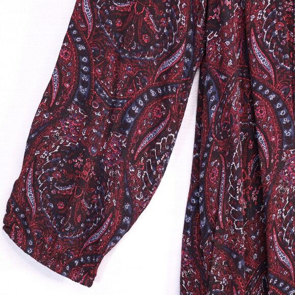 American Eagle Outfitters Dress Womens Small Burgundy Paisley Boho Chic Whimsy - Picture 11 of 15